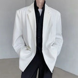 Korean Style Men's Suit Metal Button Decoration Business Casual Shoulder Pads Solid Color Loose Male Blazer New Tide 9C6665