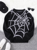 New Popular Autumn and Winter Spider Web Jacquard Pattern Pullover Sweater Casual Round Neck Knitted Men's Pullover
