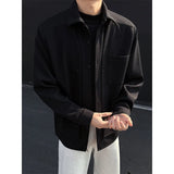Spring New Men's Shirts Long Sleeve Fake two pieces Solid Color Casual Shirt 2025 Harajuku Blouse Fashion Unisex Clothes coat