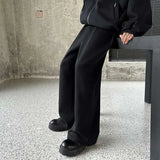 American Style Men's Sweatpants Elastic Waist Solid Color Bottom Straight Wide Leg Loose Sports Trousers New Simple