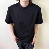 Simple Men's Casual Tees Round Neck Solid Color Menswear New Short Sleeved Loose Male T-shirts Cleanfit Menswear