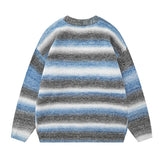 Winter New Gradient Men's Cardigan V-neck Single Breasted Fashion Casual Loose Sweater Couple Street Hip-hop Clothing Oversized