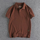 Simple Cartoon Embroidery Polo Shirt Large Size American Retro Casual Lapel Half Button Shirt Summer Youth Short-sleeved Top