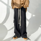 Cotton Casual Pants Men Fashion Black Pocket Cargo Pants Men Japanese Streetwear Hip-hop Loose Wide Leg Pants Mens Trousers