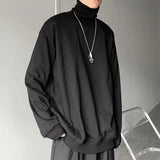 Turtle Neck Long Sleeve T-shirts Men Plus Velvet Warm Basic Solid Korean Style Loose CouplesTops Mens Clothes Streetwear Ins
