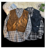American Outdoor Multi-function Short Vest Jacket Basic Commuting Versatile Vest Cityboy Workwear Waistcoat Aesthetic Urban Chic