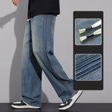 Men Casual Wide Leg Jeans Male Fashion New High Street Loose Straight Leg Long Pants Vintage Solid Color Comfortable Jeans