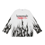 Tie-dyed Flame Long-sleeved T-shirt Men's Autumn New Loose Large Size Hip-hop High Street Fashion Harajuku Hong Style Top Chic