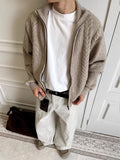 New Japanese Retro Men Cardigan Jacket Winter Light Luxury Trendy Turtleneck Knit Zip-up Long Sleeve Sweater Coat Premium Outfit