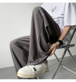 Summer Casual Pants Men Fashion Pleated Pants Men Japanese Streetwear Loose Wide Leg Pants Mens Baggy Ice Silk Trousers M-3XL