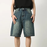 New Casual Loose Straight Denim Shorts For Mens Spring Summer Stylish Solid Color Jean Short Pant Men Vintage Baggy Denim Shorts