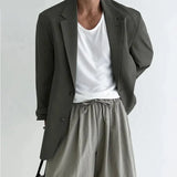 Men Blazer Solid Color Lapel Long Sleeve Streetwear Fashion Button Casual Suits Men Elegant Leisure Thin Coats 5XL