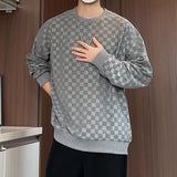 Spring Hoodie Men Fashion Casual Black Plaid Sweatshirt Men Streetwear Hip-hop Loose Pullover Hoodie Mens Hoody Plus Size 4XL