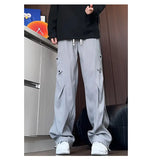 Men Casual Pants 2025 New Style Personalized Design Autumn Korean Fashion Loose Fit Straight Leg Elastic Waist Pleated Pants