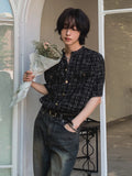 Korean Elegant Short-sleeved Shirt Men's Summer Loose Casual Shirt Korean Commuter Striped Round Neck Cardigan Chic