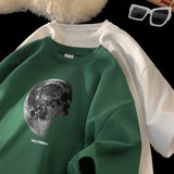Men's T-shirts Oversized 5XL Cotton T Shirt White for Men Casual Summer Wear Planet Print Tee Shirts Men Clothing Big Size