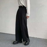 New Fashion Casual Men's Straight Suit Trousers Male Loose Solid Color Wide Leg Pants Summer Menwear Trend Black 9A7641