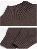 New Korean Fashion Men Sweater Light Luxury Trendy Turtleneck Knit Solid Color Pullover Leisure Retro Long Sleeve Basic Knitwear