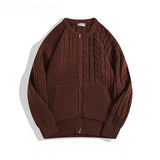 Men and Women Japanese Simple Double Zipper Twist Sweaters Cardigan Autumn Winter O-neck Simple Versatile Casual Knitted Jackets
