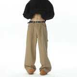 American Style Wide Leg Straight Cargo Pants Letter Printed Men's Baggy Casual Fashion Overalls Streetwear Male Mopping Trousers