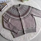 New Japanese Retro Men Cardigan Luxury Ethnic Printed Knitted Slim-fit Long Sleeve Sweater Coats Autumn Premium Quality Knitwear