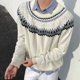 New American Vintage Men Sweater Trendy Twisted Flower Knit Solid Color Long Sleeve Pullover High Quality Skin-friendly Knitwear