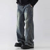 Spring and Autumn American Street Men and Women Trendy Personalized Straight Tube Washed Jeans Couple Loose Retro Casual Pants