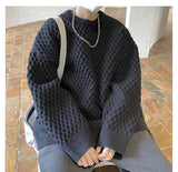 American style trendy men and women retro round neck personalized sweater couple autumn and winter lazy style casual knitted top