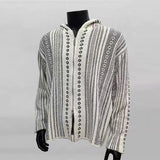 Men's Knitted Hooded Cardigan Casual Retro Graphics Print Long Sleeve Sweater Coats Light Luxury Chic Hollow Out Hoodies M-3XL