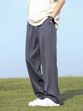 Summer Korean Men's Pants Light&Thin Polyester Elastic Waist Semi-Wide Loose Slacks Drape Suit Pants Male Casual Trousers