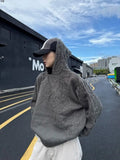Autumn and winter American fashion men and women knitted hooded couple loose retro personality Harajuku casual sweater y2k