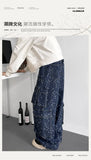 Cargo jean pants Men Wide Leg DenimLoose Straight Baggy Men's Jeans hip hop Streetwear Skateboard Neutral denim Trousers
