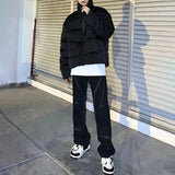 Mens Y2k Short Thickened Warm Cotton Clothing Autumn Winter Genderless Couple Essential Street Solid Color Couple Jacket Unisex