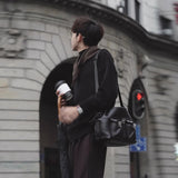 New Korean Fashion Men Sweater Light Luxury Trendy Turtleneck Knit Solid Color Pullover Leisure Retro Long Sleeve Basic Knitwear