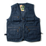 American Workwear Retro Metal Zipper Three-dimensional Pocket Cotton Men Women Tactical V-neck Vest Jacket Aesthetic Urban Chic