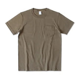 265g Thick Retro Cotton Heavy T-shirts Seamless Round Neck Pocket Short-sleeved Tshirts Men Tops Tee Breathable Skin-friendly