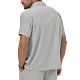 Summer Casual Men's Set Lightweight And Comfortable Men's Clothing Pocket Lapel Short-sleeved Shirt And Shorts Two-piece Suit