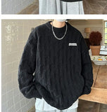 Autumn and winter high street men and women Korean style trend lazy style round neck sweater couple loose retro casual knitted