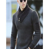 New Pullover American Men's Scarf Collar Sweater Knitted Sweater Long Sleeved Knitwear Men Women Spliced Sweater Jacket