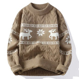 American style trendy street hip-hop personalized graphic round neck sweater for couples loose retro Harajuku knit casual top