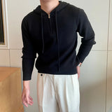 New British Leisure Men's Hooded Sweater Trendy Zip-up Preppy Style Slim-fit Long Sleeve Hoodies Casual Vintage Warmth Knitwear