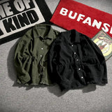Japanese Cargo Retro Jacket Men 2025 Spring Loose Large Size Army Green Denim Jacket Preppy Trendy High-end Simple Jacket Chic