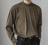 Men T-shirts Turtleneck Basic Daily Simple All-match Pure Color Long Sleeve Leisure Comfortable Fashion  Advanced Ins
