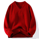 Knitted V-Neck Sweater Ribbed Neckline Not Easy To Deform Thick Warm Fashion Trend Crisp Shape Tall Thin Quality Fabric Skin