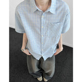 Summer Short Sleeved Shirt Men Casual Shirt Man Streetwear Korean Loose Checkered Shirt Mens Fashion Shirts Large Size 5XL
