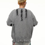 Autumn and Winter Trendy Personalized Hip Hop Round Neck Sweater American Couple Loose Retro Casual Knitted Harajuku Top y2k