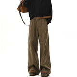 American Style Vintage Wide Leg Cargo Pants Men's Baggy Fashion High Street Overalls Coffee Streetwear Male Mopping Trousers
