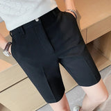 Men's Summer Slim-fit Suit Shorts Light Luxury Stylish Popular Clothes Leisure Streetwear Korean Style Waffle Plaid Half-pants