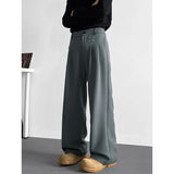 Grey Black Suit Pants Men Fashion Society Mens Dress Pants Korean Loose Straight Pants Mens Office Formal Trousers Plus Size