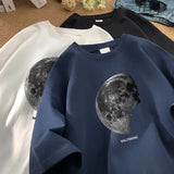 Men's T-shirts Oversized 5XL Cotton T Shirt White for Men Casual Summer Wear Planet Print Tee Shirts Men Clothing Big Size